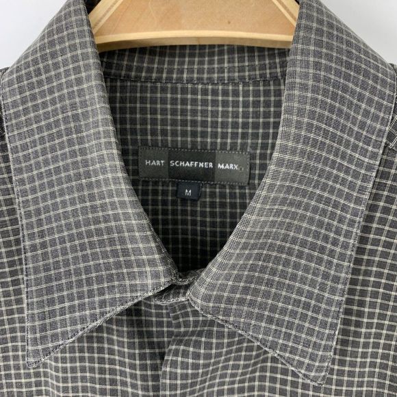 Mens Vintage Y2K Hart Schaffner Marx Shirt M Italy Plaid Classic Oversize 3859 - Picture 3 of 10